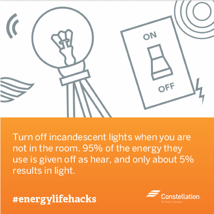 energy saving tip - turn off lights when not in the room